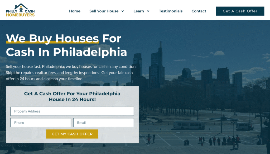 Request a cash offer from Philly Cash Homebuyers