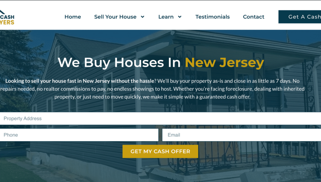 Request a cash offer in NJ